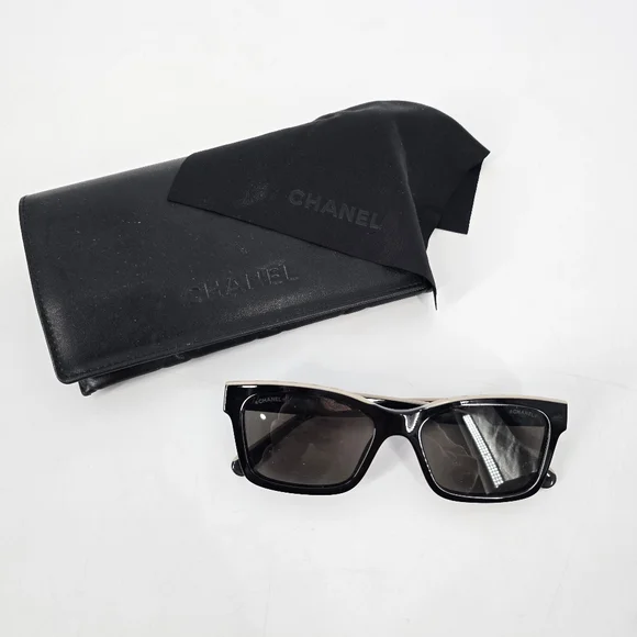 Chanel Black Grey Logo Sunglasses 5427 54 17 140mm Made in Italy - Picture 2 of 9